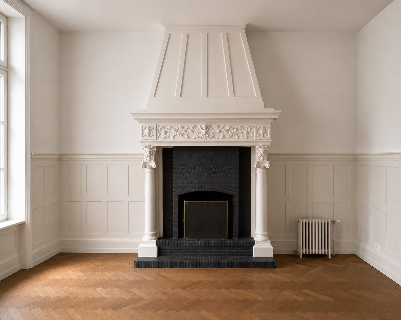 Un intérieur rénové par Gosset, cheminée conservée